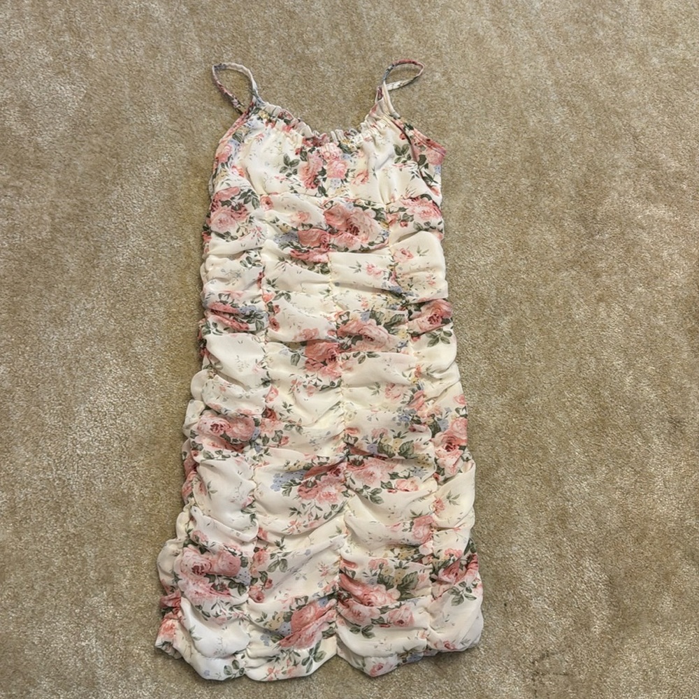 Flowers by Zoe Girls Cream Floral roughing dress- size 6x